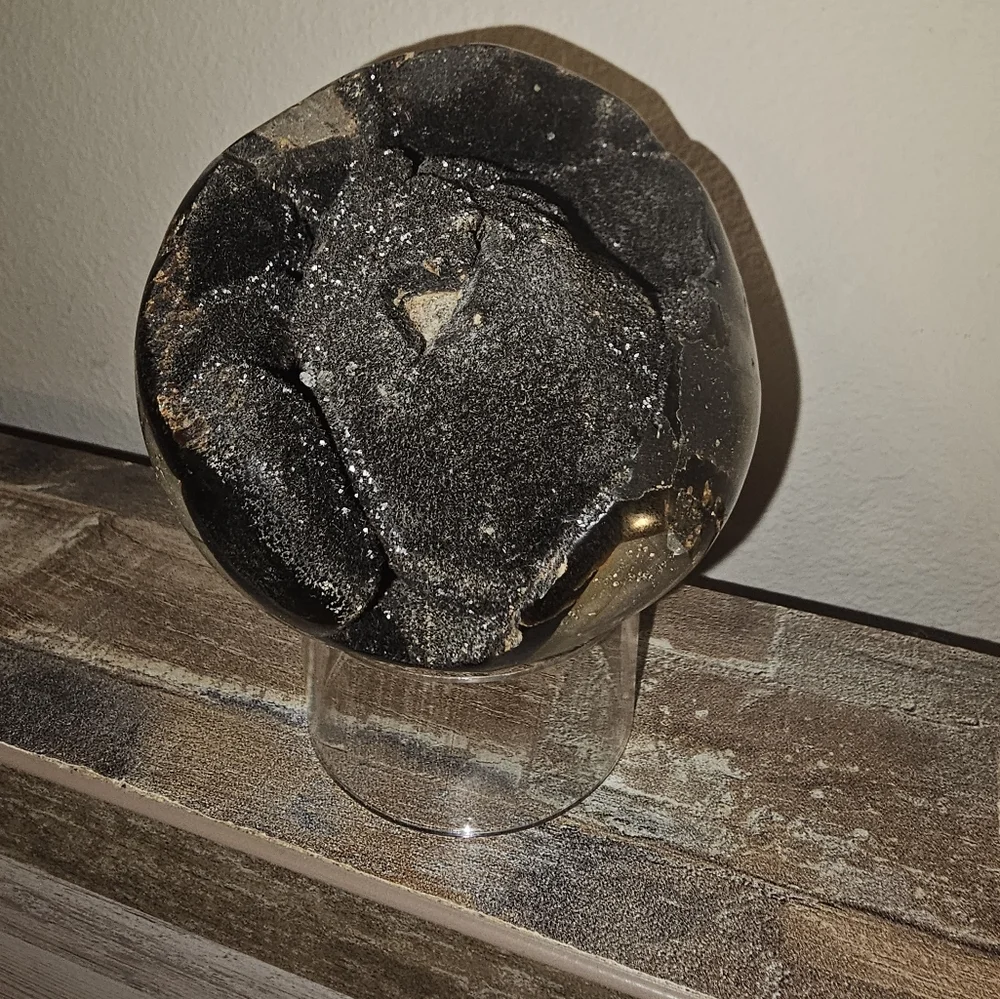 3.9" Septarian Polished Geode Sphere- Madagascar! - Picture 5 of 13